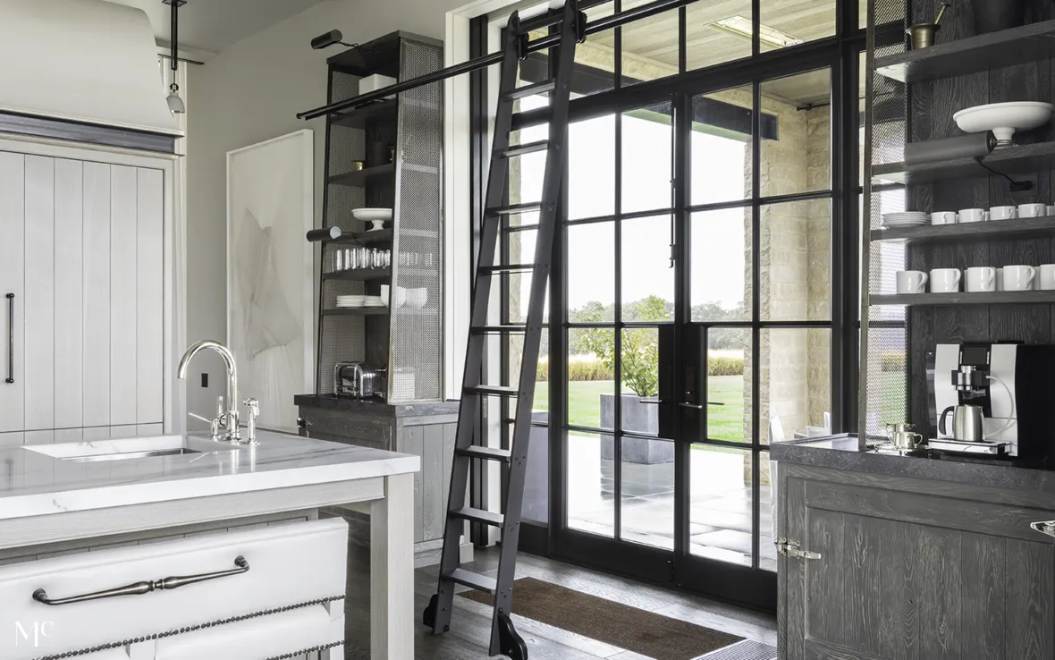 Renovating kitchen area with a ladder