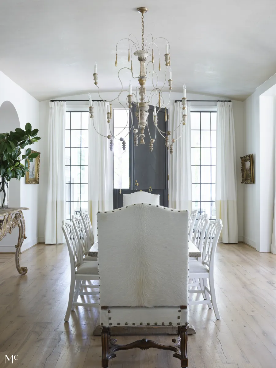 Dining room with chandelier