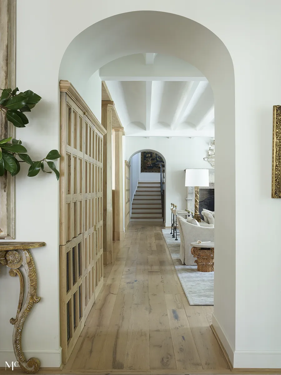 hallway with wood accents