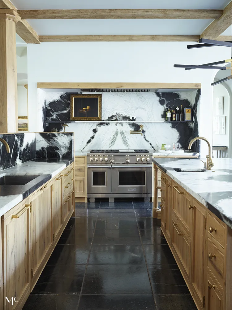 kitchen made of marble and wood