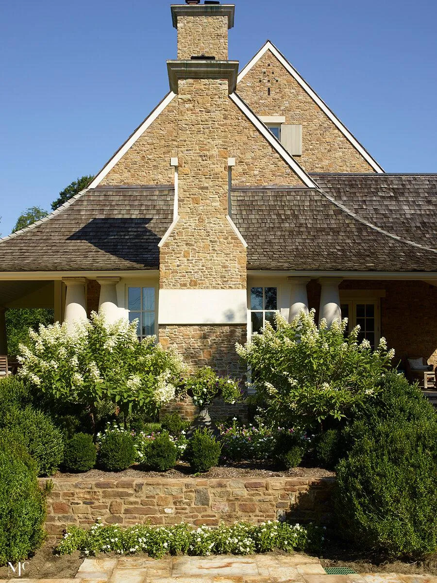 An architectural photograph of the exterior chimney