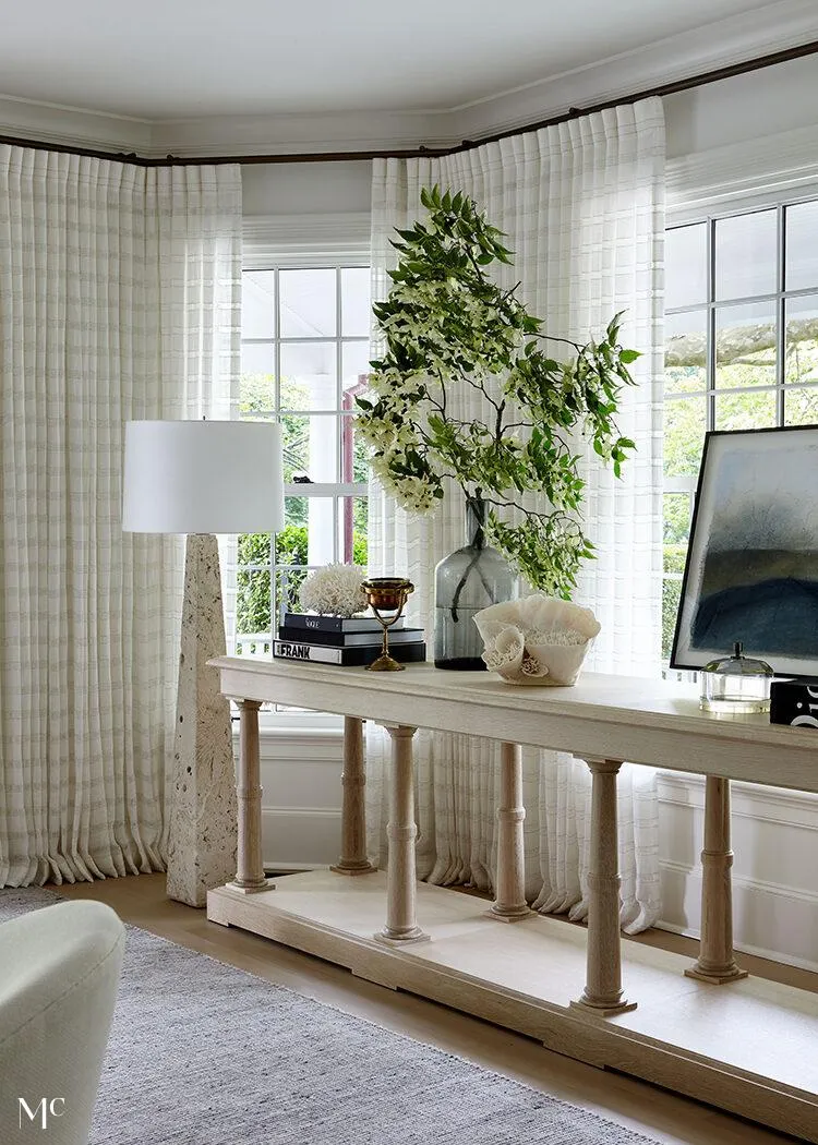 Console table in bay window